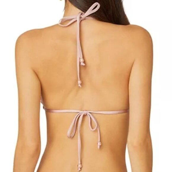 Shoshanna Sequin Halter Neck Triangle Bikini Top Bra Size M Light Pink - Picture 2 of 5